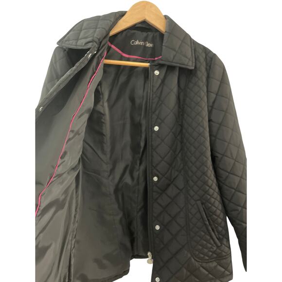 Calvin Klein Black Quilted Puffer Coat Full Zip &‎ Snap Collared Size Small - Picture 7 of 11